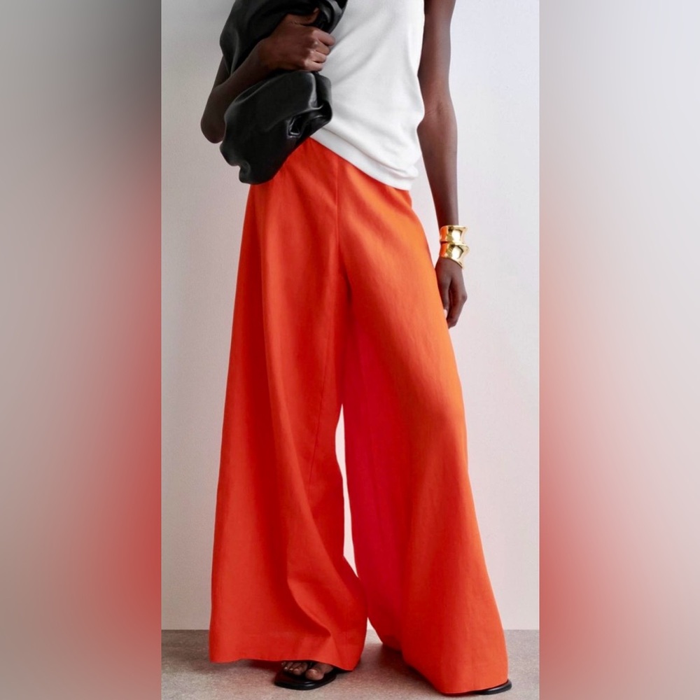 COS WIDE-LEG TAILORED LINEN TROUSERS WOMEN’S SIZE 10